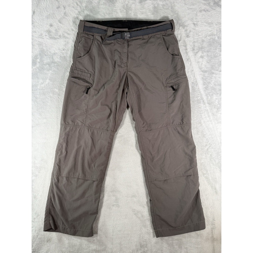 Exofficio Pants Womens 12 Grey Nylon Belted Hiking Vented Outdoor